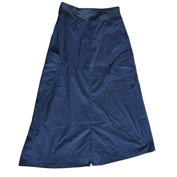 Butter Soft Womens Modest Length Scrub Skirt Yoga Waist Denim Blue Size XS - Picture 4 of 5